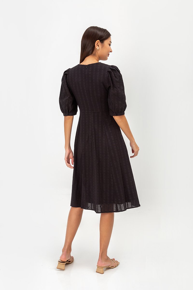STASSIE EYELET SLEEVED MIDI DRESS