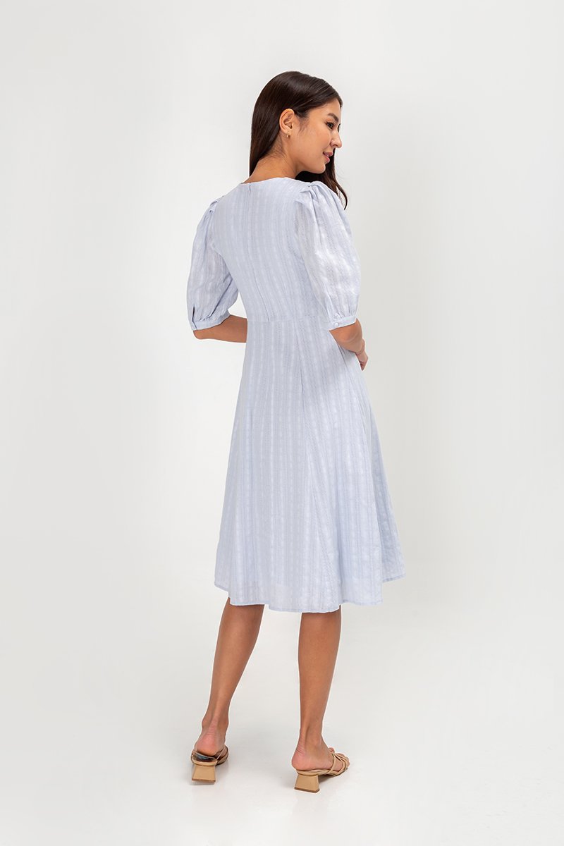 STASSIE EYELET SLEEVED MIDI DRESS