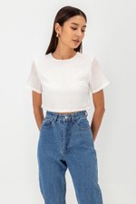 LERANE TEXTURED BOXY CROP TOP