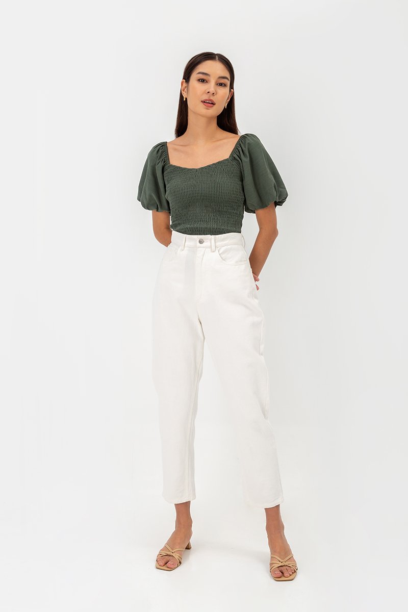 AMAELIA PUFF SLEEVE SMOCKED TOP