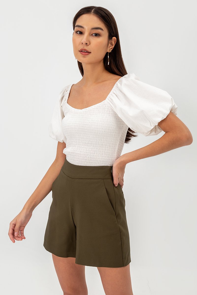 AMAELIA PUFF SLEEVE SMOCKED TOP