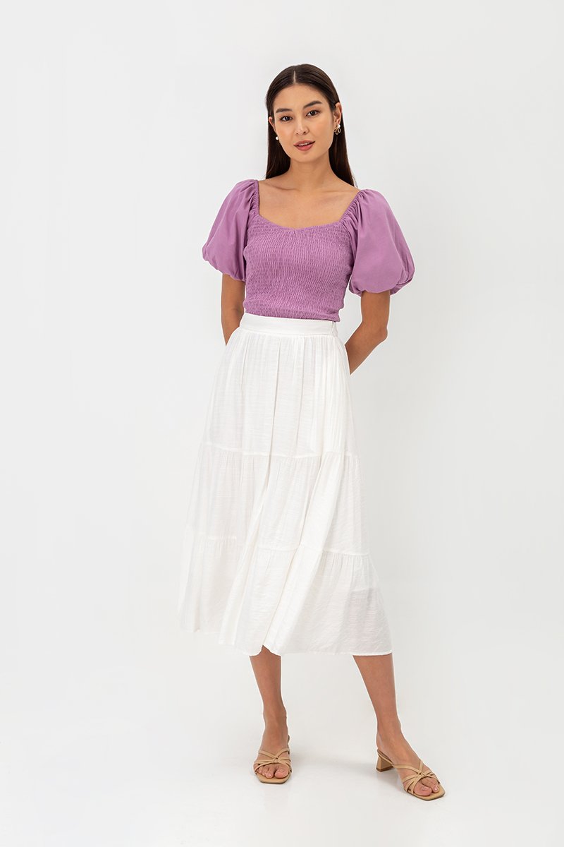 AMAELIA PUFF SLEEVE SMOCKED TOP
