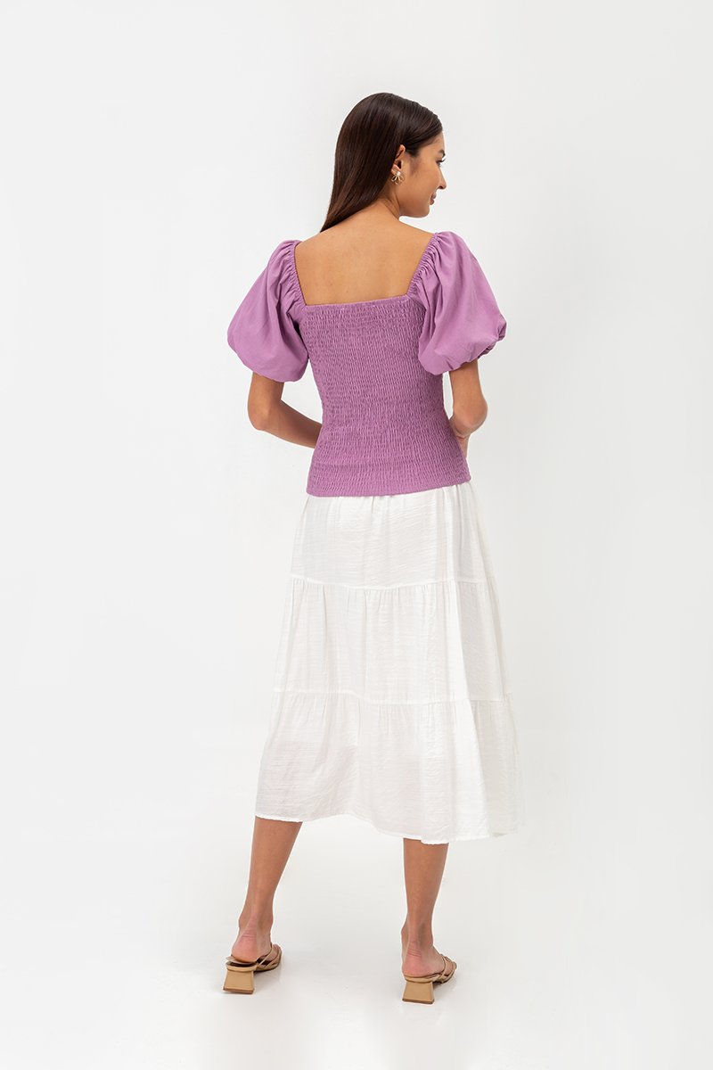 AMAELIA PUFF SLEEVE SMOCKED TOP