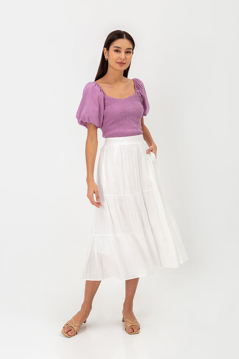 AMAELIA PUFF SLEEVE SMOCKED TOP