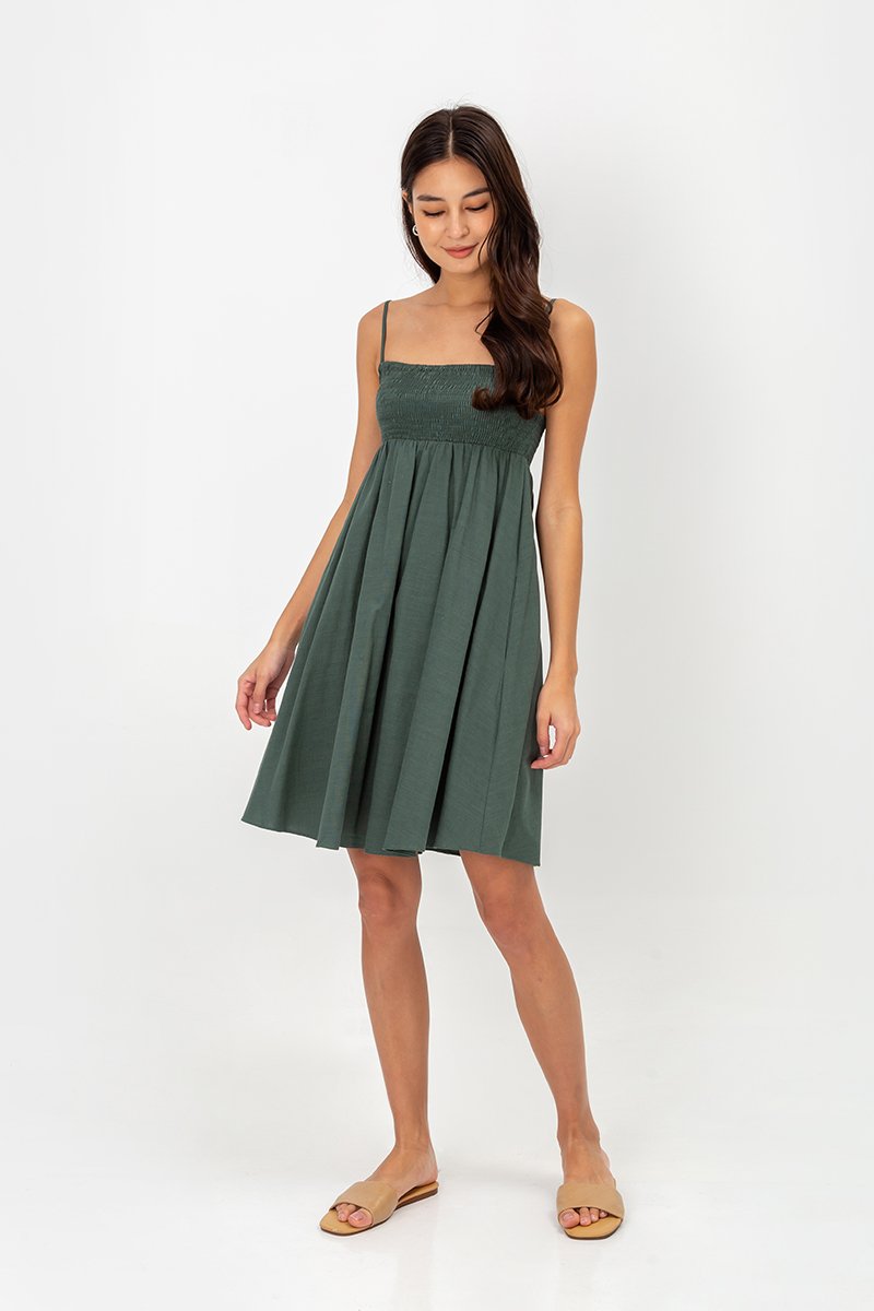 CAROLYN SMOCKED MINI DRESS