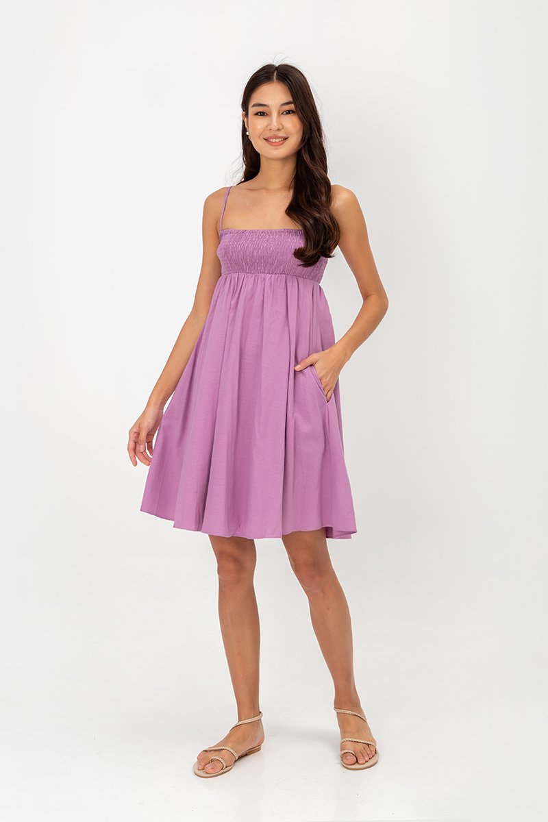 CAROLYN SMOCKED MINI DRESS