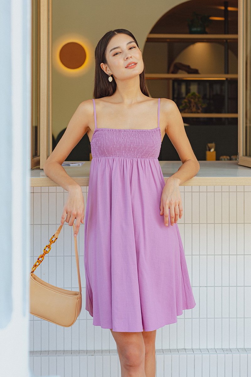 CAROLYN SMOCKED MINI DRESS