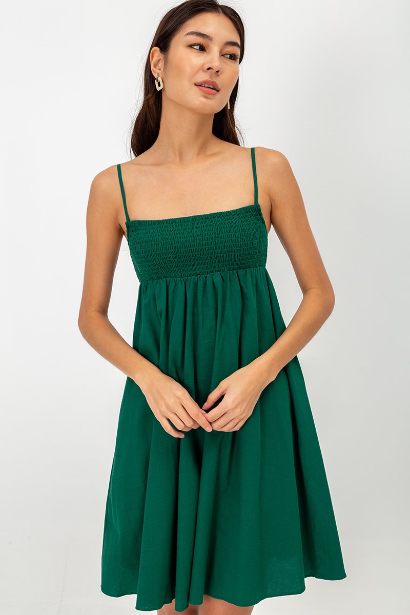 CAROLYN SMOCKED MINI DRESS