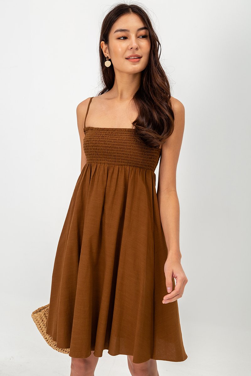 CAROLYN SMOCKED MINI DRESS