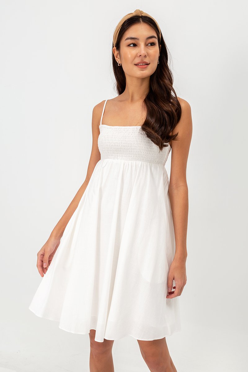 CAROLYN SMOCKED MINI DRESS