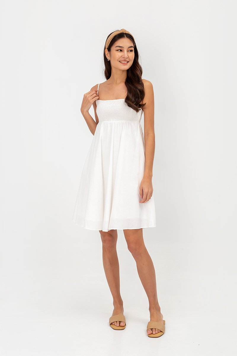 CAROLYN SMOCKED MINI DRESS
