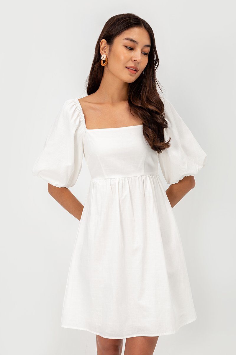 ROSE PUFF SLEEVE MINI DRESS