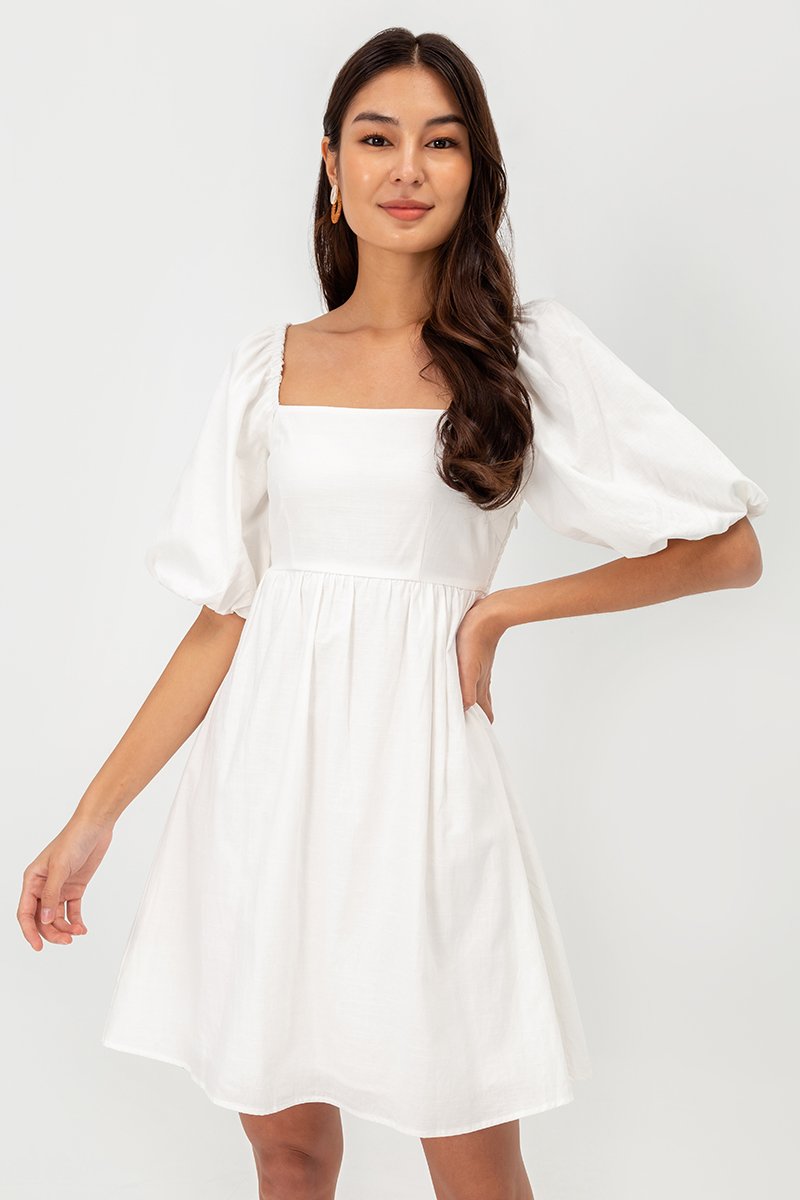 ROSE PUFF SLEEVE MINI DRESS