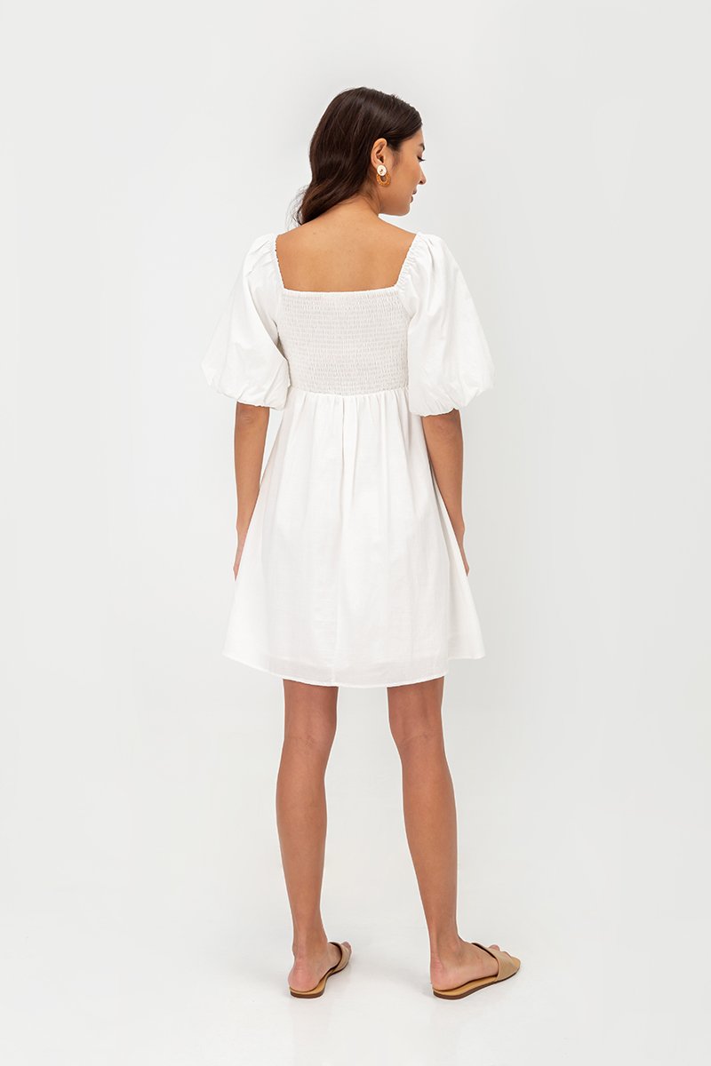 ROSE PUFF SLEEVE MINI DRESS