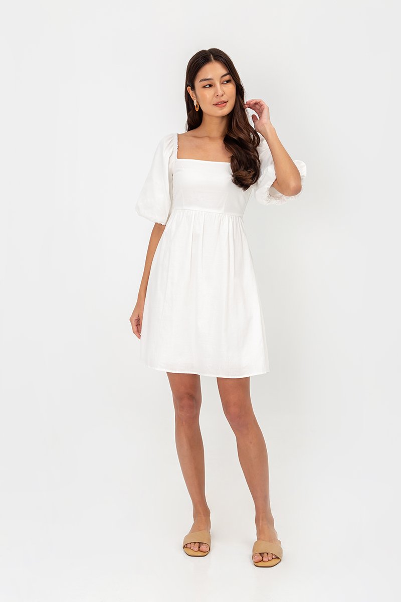 ROSE PUFF SLEEVE MINI DRESS