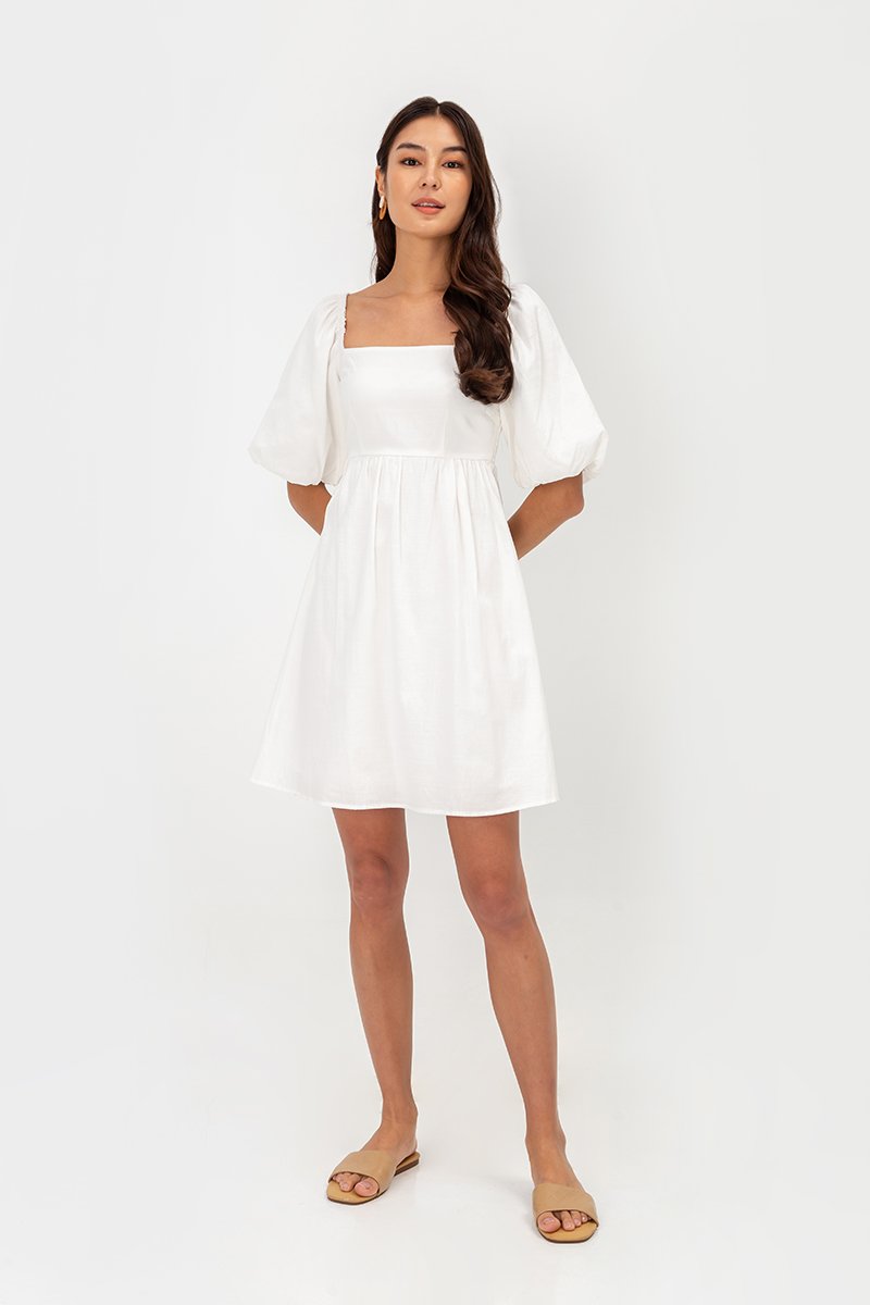 ROSE PUFF SLEEVE MINI DRESS