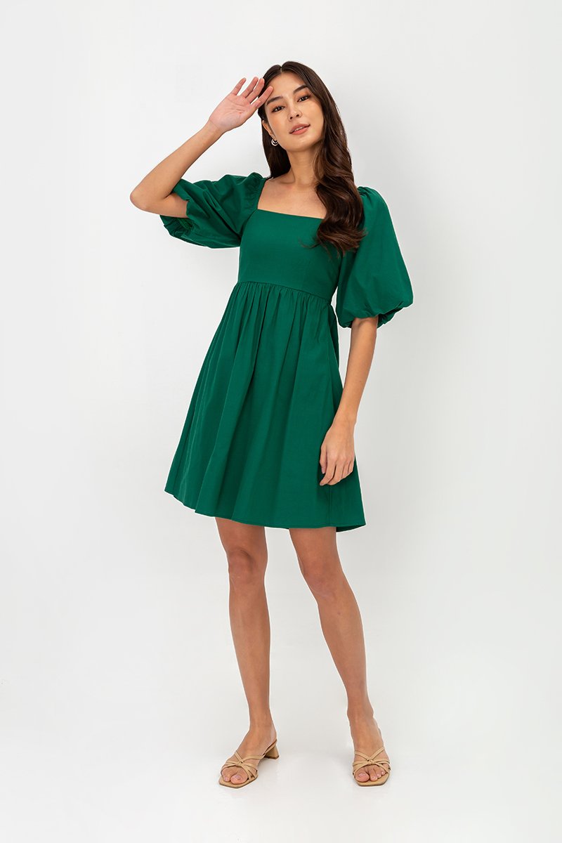 ROSE PUFF SLEEVE MINI DRESS