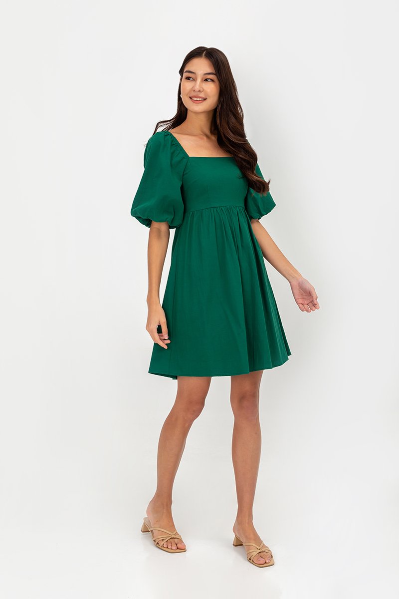 ROSE PUFF SLEEVE MINI DRESS