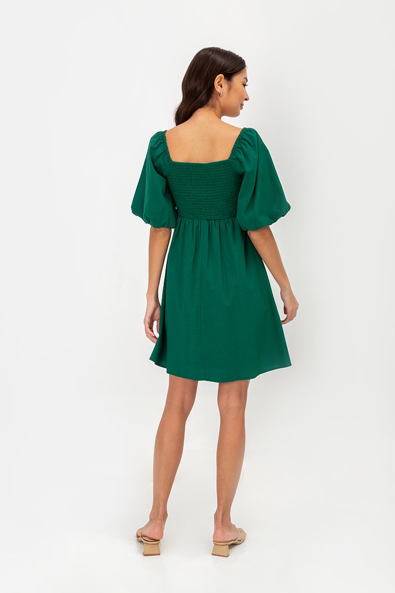 ROSE PUFF SLEEVE MINI DRESS