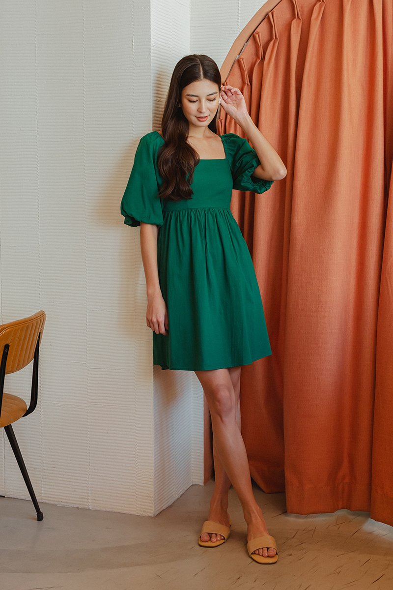 ROSE PUFF SLEEVE MINI DRESS