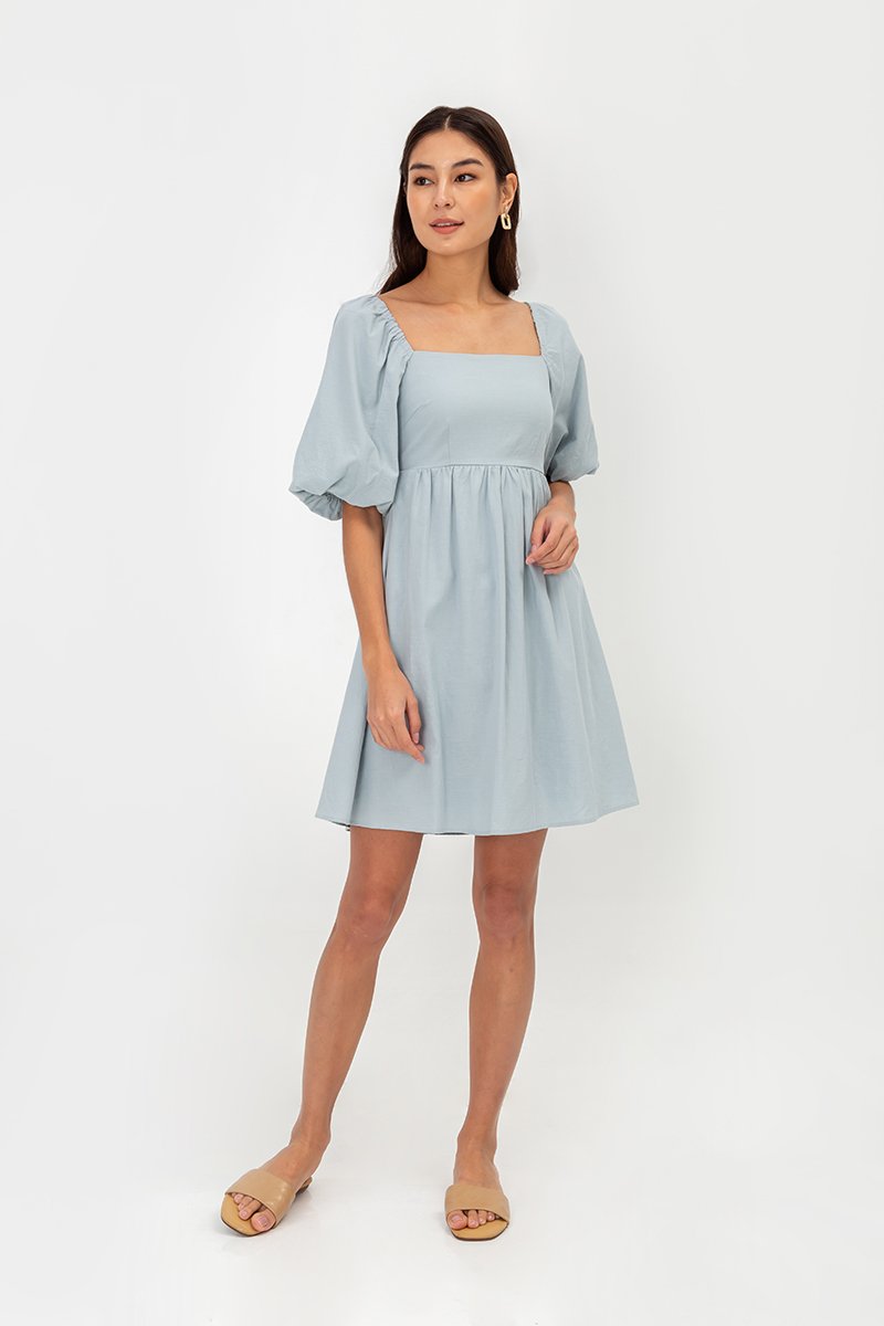 ROSE PUFF SLEEVE MINI DRESS