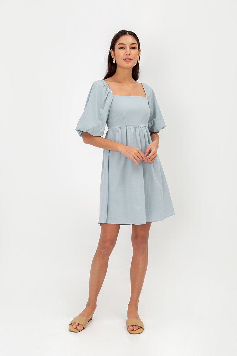 ROSE PUFF SLEEVE MINI DRESS