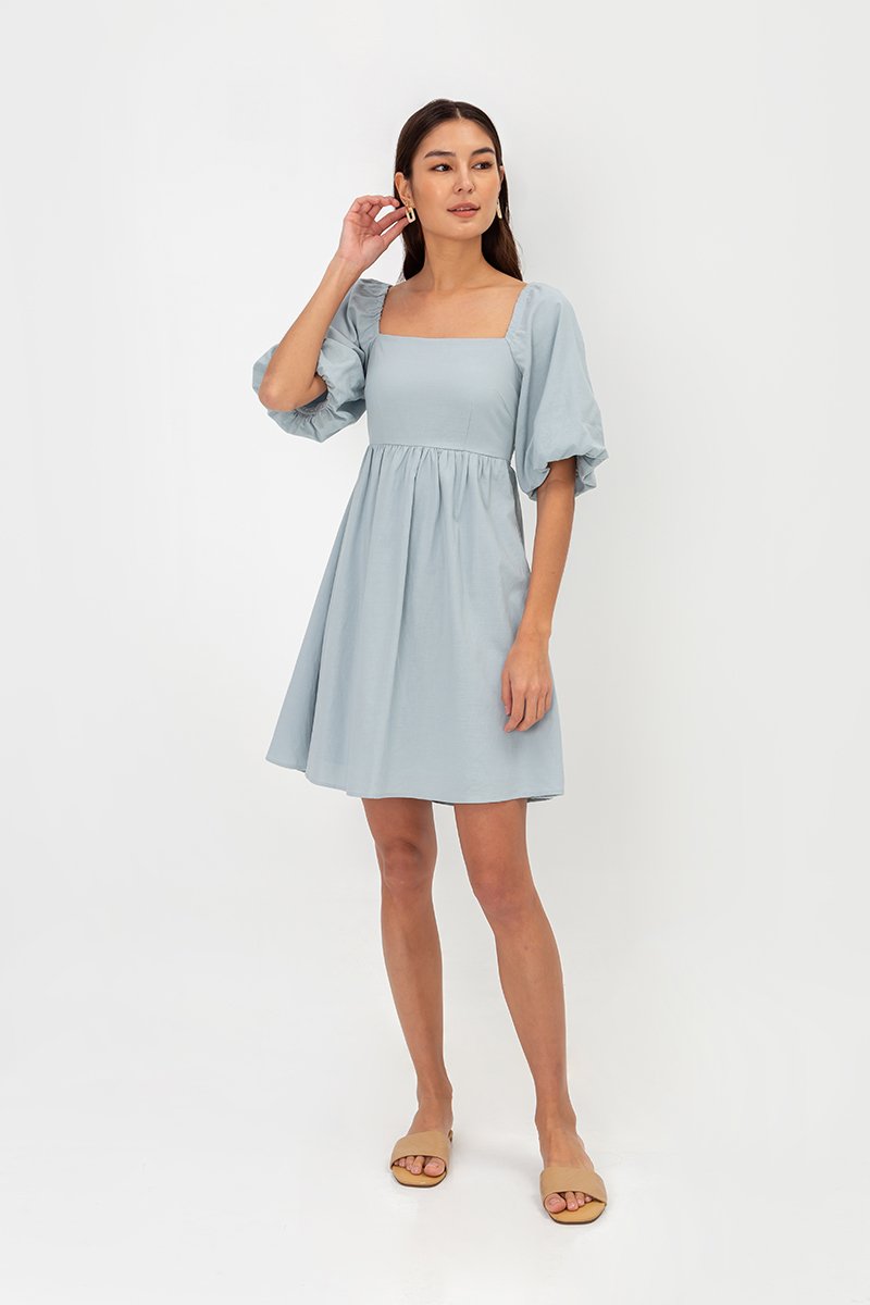 ROSE PUFF SLEEVE MINI DRESS