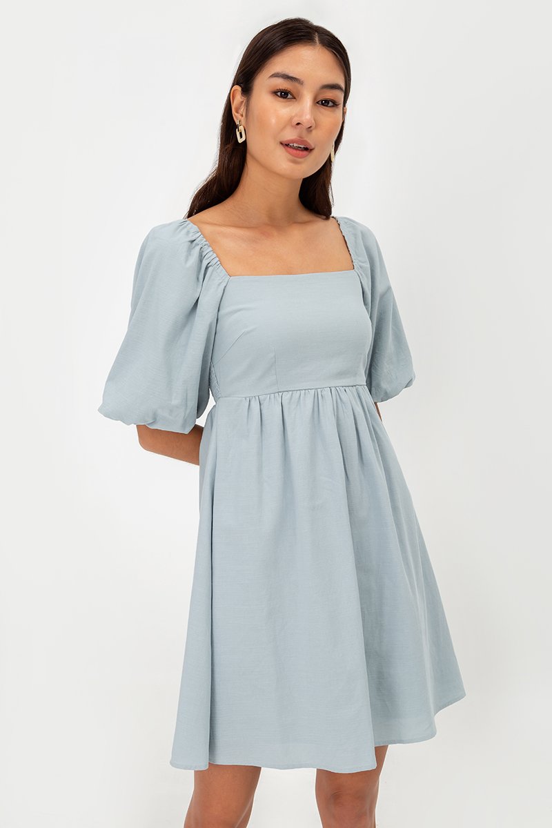 ROSE PUFF SLEEVE MINI DRESS