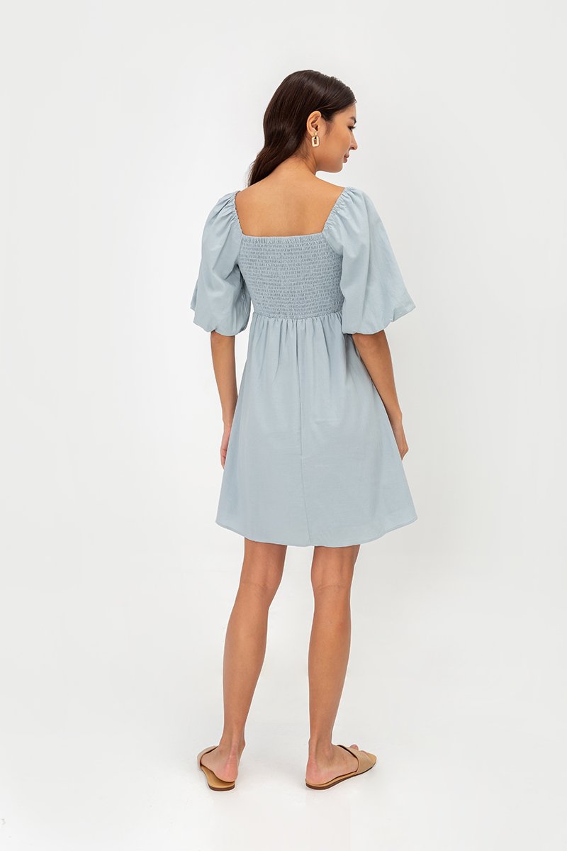 ROSE PUFF SLEEVE MINI DRESS