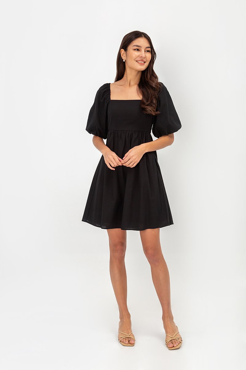 ROSE PUFF SLEEVE MINI DRESS