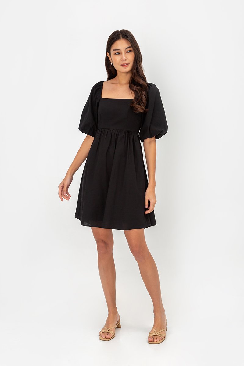 ROSE PUFF SLEEVE MINI DRESS