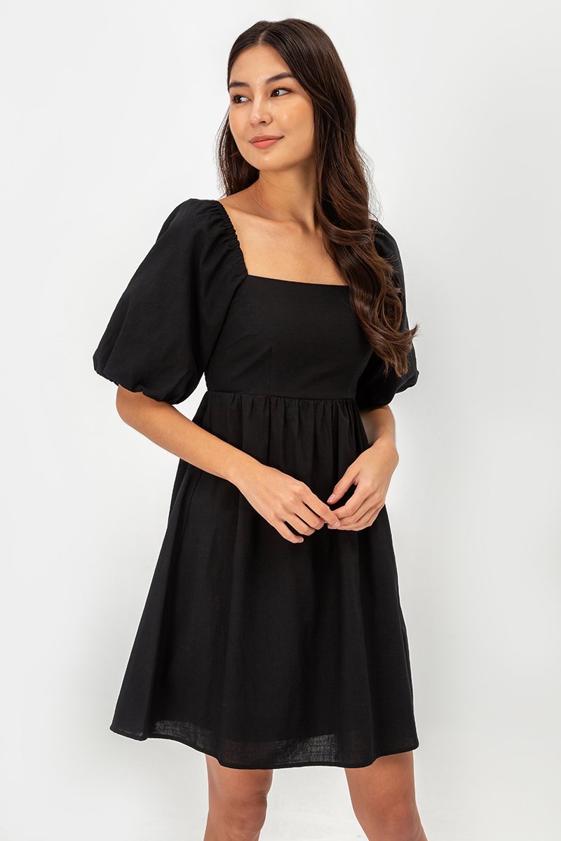 ROSE PUFF SLEEVE MINI DRESS