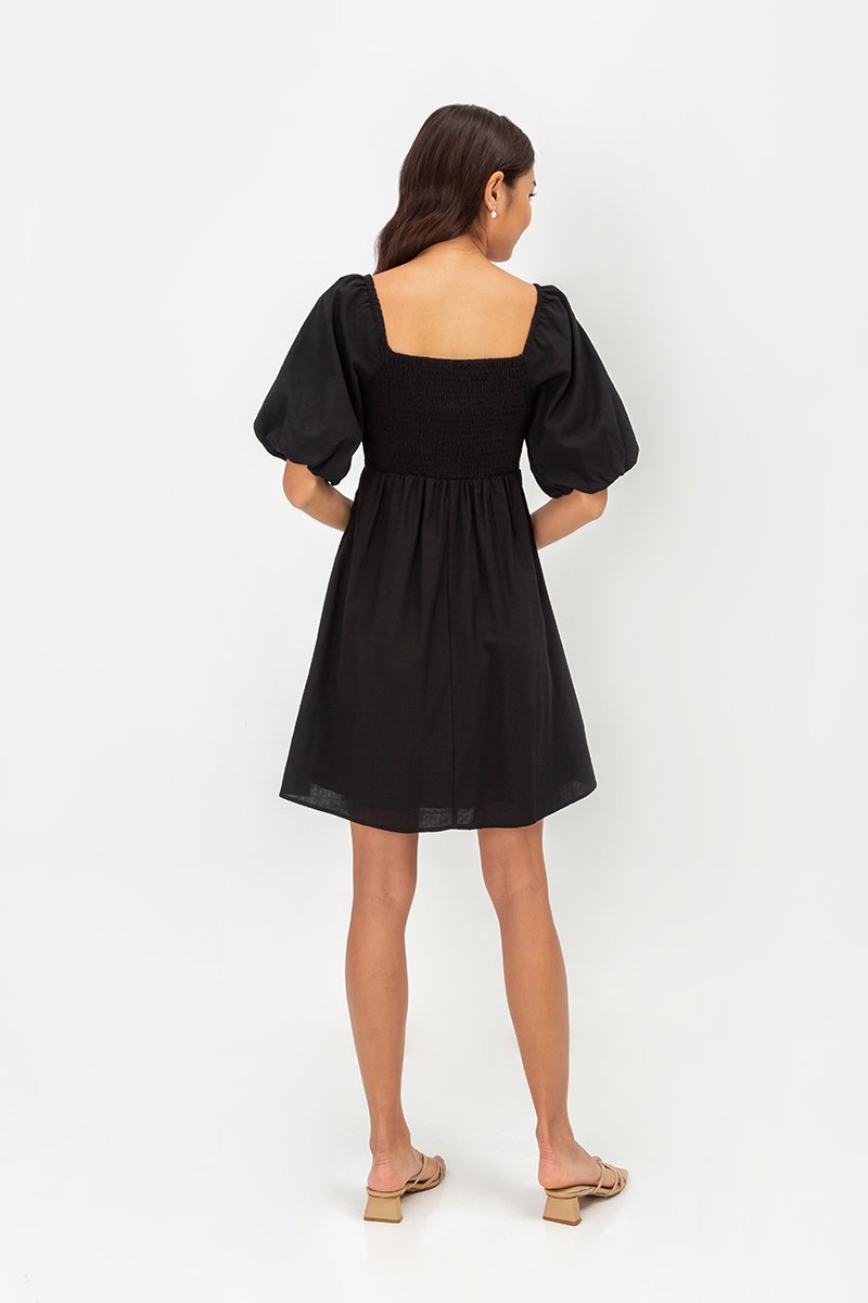 ROSE PUFF SLEEVE MINI DRESS