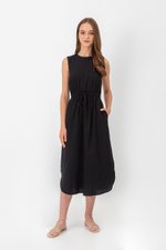 ANGELIKA DRAWSTRING WAIST MIDI DRESS ANGELIKA DRAWSTRING WAIST MIDI DRESS