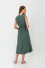 ANGELIKA DRAWSTRING WAIST MIDI DRESS ANGELIKA DRAWSTRING WAIST MIDI DRESS