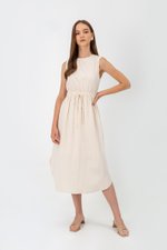 ANGELIKA DRAWSTRING WAIST MIDI DRESS ANGELIKA DRAWSTRING WAIST MIDI DRESS