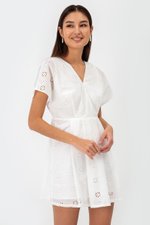 CHANTAL V NECK EYELET ROMPER