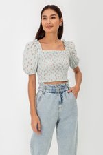 DASHA FLORAL SMOCKED PUFF SLEEVE TOP DASHA FLORAL SMOCKED PUFF SLEEVE TOP