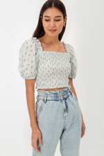 DASHA FLORAL SMOCKED PUFF SLEEVE TOP DASHA FLORAL SMOCKED PUFF SLEEVE TOP