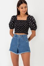 DASHA FLORAL SMOCKED PUFF SLEEVE TOP DASHA FLORAL SMOCKED PUFF SLEEVE TOP