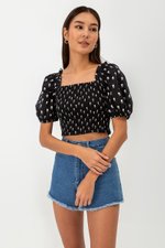 DASHA FLORAL SMOCKED PUFF SLEEVE TOP DASHA FLORAL SMOCKED PUFF SLEEVE TOP