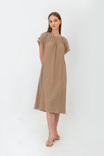 ELITSA LAYERED SLEEVE MIDI DRESS W SASH