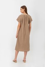 ELITSA LAYERED SLEEVE MIDI DRESS W SASH