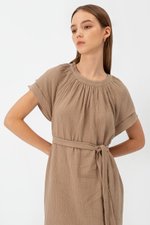 ELITSA LAYERED SLEEVE MIDI DRESS W SASH