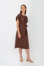 ELITSA LAYERED SLEEVE MIDI DRESS W SASH