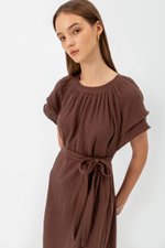 ELITSA LAYERED SLEEVE MIDI DRESS W SASH