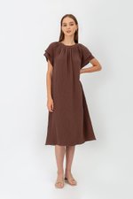 ELITSA LAYERED SLEEVE MIDI DRESS W SASH