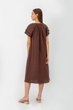 ELITSA LAYERED SLEEVE MIDI DRESS W SASH