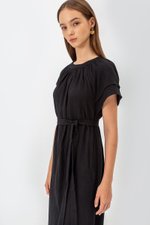 ELITSA LAYERED SLEEVE MIDI DRESS W SASH