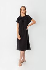 ELITSA LAYERED SLEEVE MIDI DRESS W SASH